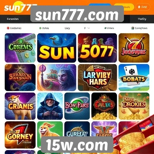 Variedade de jogos disponíveis em sun777.com